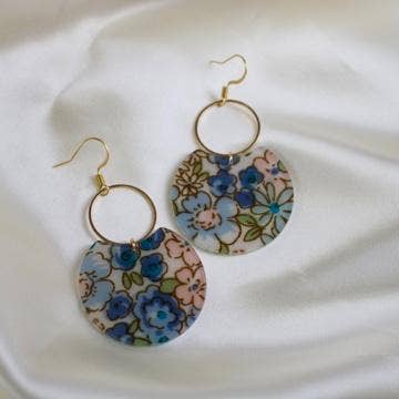 Daphne // Floral Print Statement Earrings for wholesale by TISH jewelry