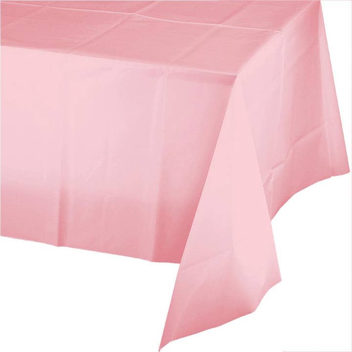 Mantel de plástico, 54 x 108 cm, color rosa clásico, caja de 12 para venta al por mayor de KT Supply