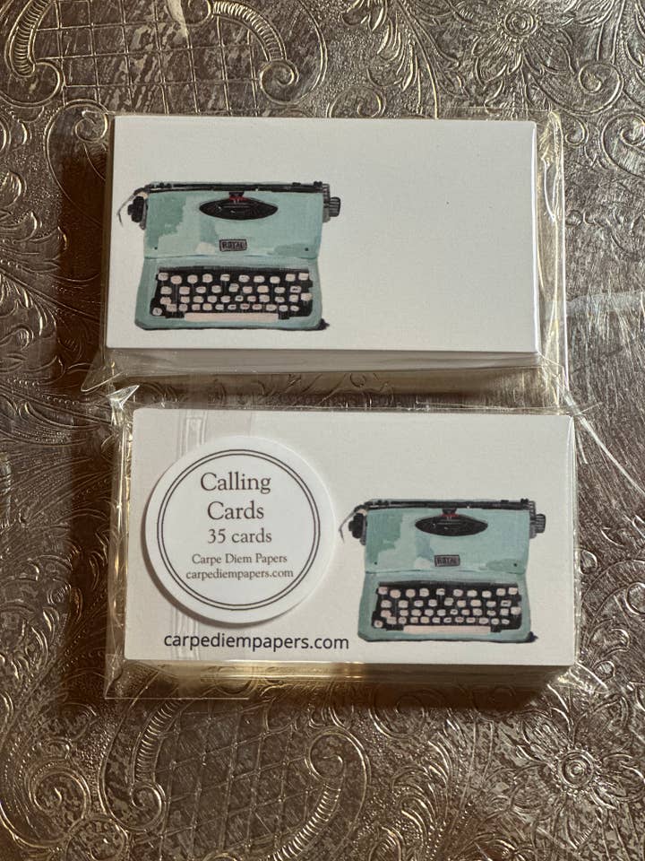 Aqua Schreibmaschinen-Visitenkarten für den Großhandel von Carpe Diem Papers