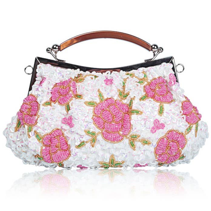 PEACH ACCESSORIES - Wholesale Clutch Bag - Women's - Floral Beaded Evening Clutch Bag A0006