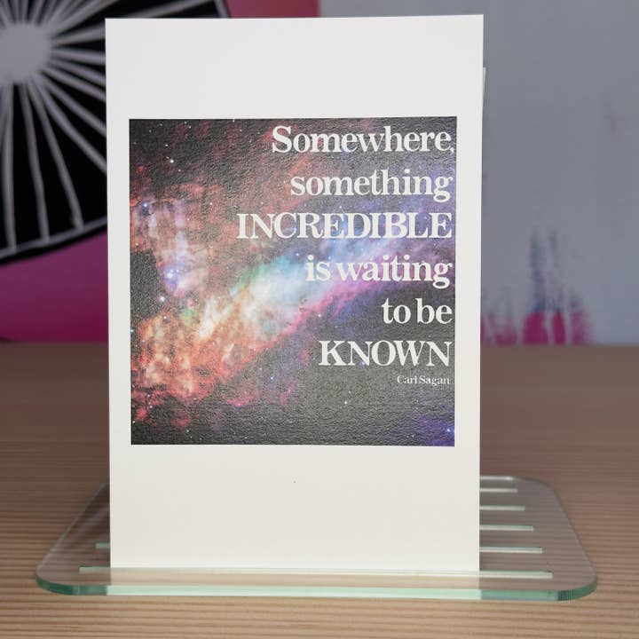 Something Incredible Sagan Quote Postcard for wholesale by Feather & Fox Print Co.