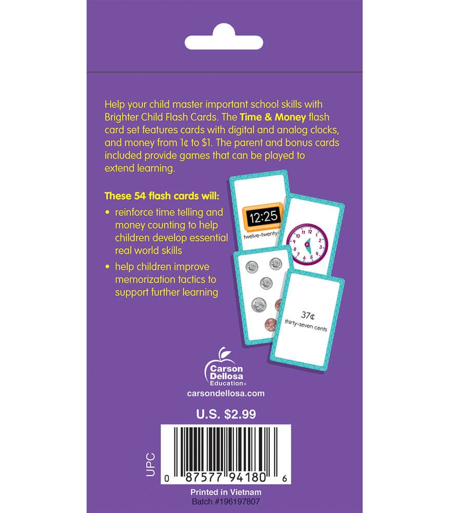 Carson Dellosa Education - Wholesale Learning Cards - Kids & Baby - Time and Money Flash Cards1