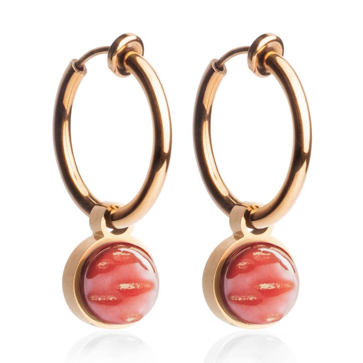 Mix & Match Ohrclips mit Anhänger • Rosé/Kirschrot • 18 mm für den Großhandel von ALEXASCHA