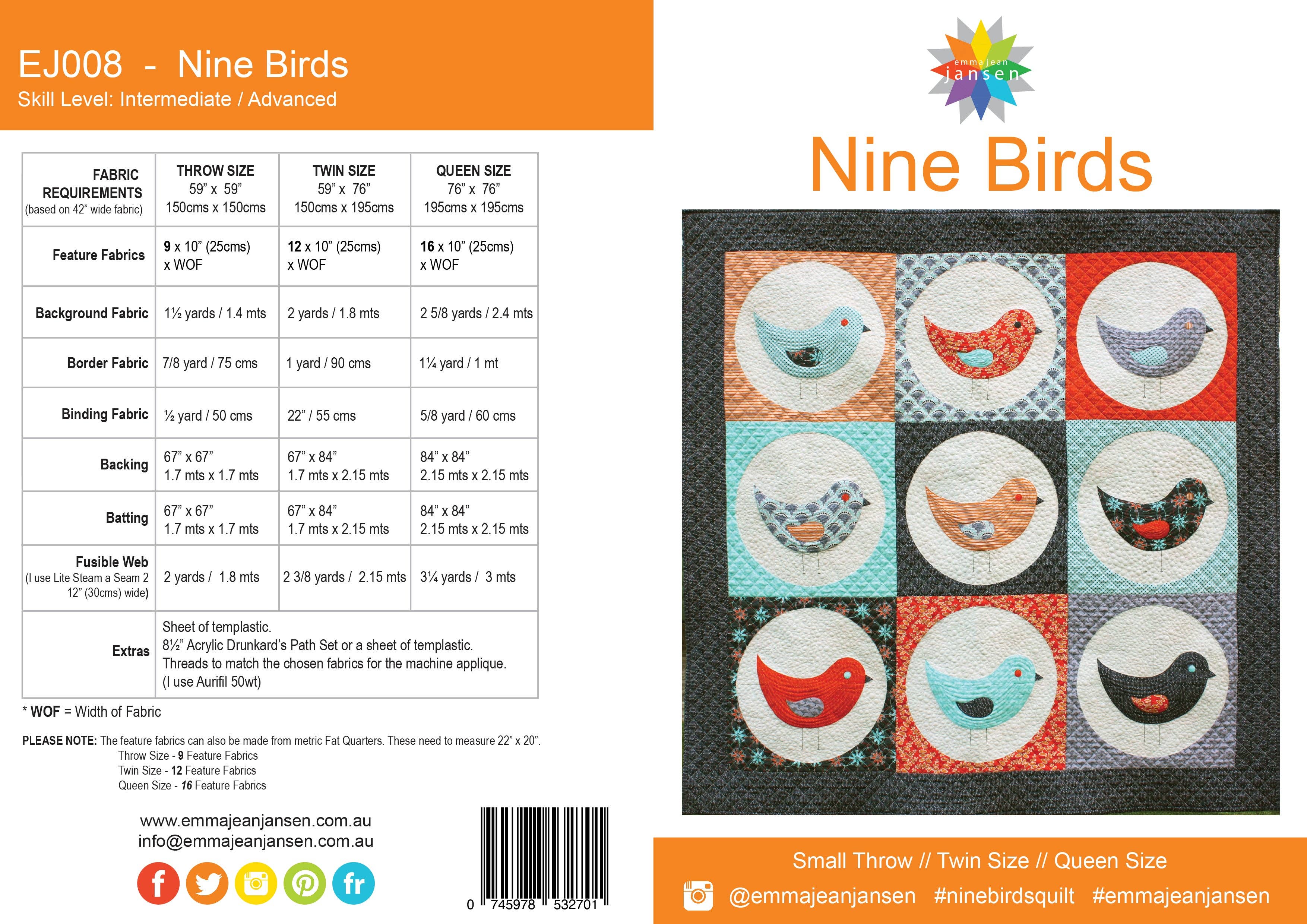 emma jean jansen - Wholesale Craft tool - • Wholesale - Nine Birds Quilt Pattern1