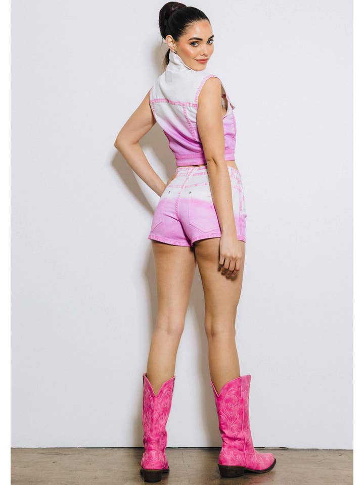 Vibrant M.i.U - Wholesale Shorts - Women's - Ombre Sky Crossfront Shorts