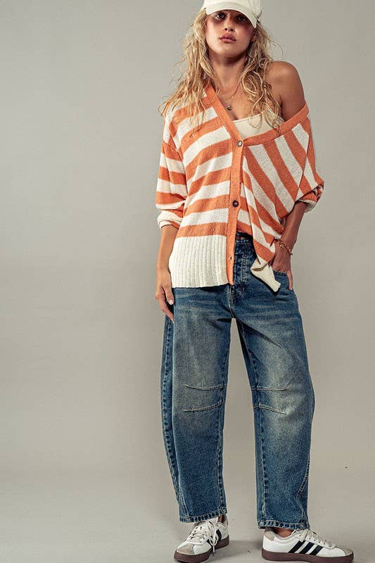 Heyday - Wholesale Cardigan - Women's - Cozy and Free Striped Cardigan12