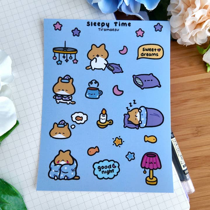 Sleepy Time Deco Sticker Sheet for wholesale by Tiramaesu