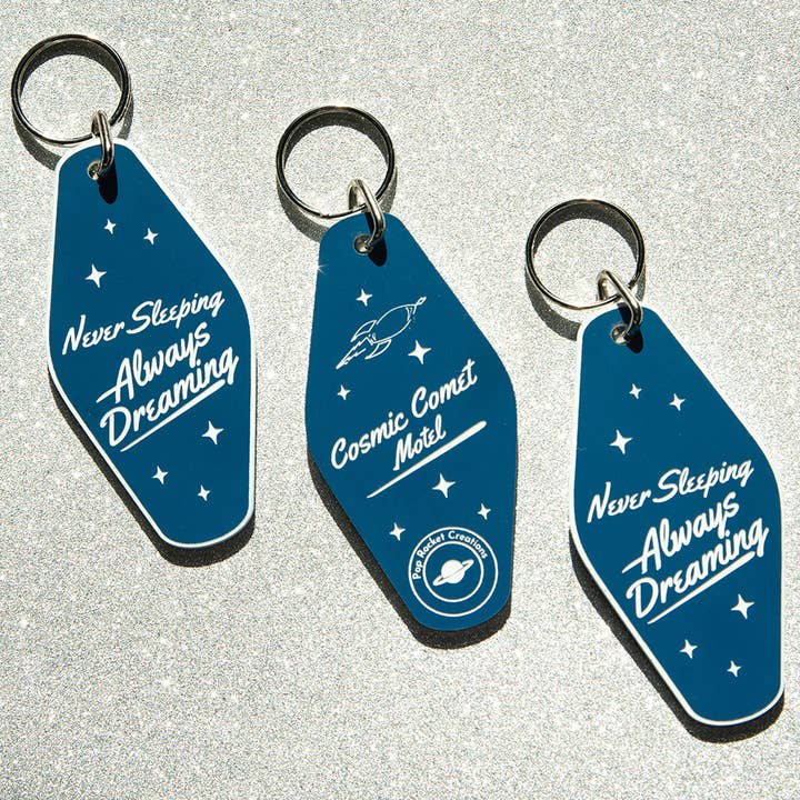 Cosmic Comet Motel Keychain for wholesale by Pop Rocket Creations