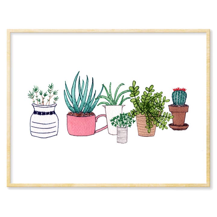 Planten & potten Art Print voor wholesale door Tamara Garvey Illustration