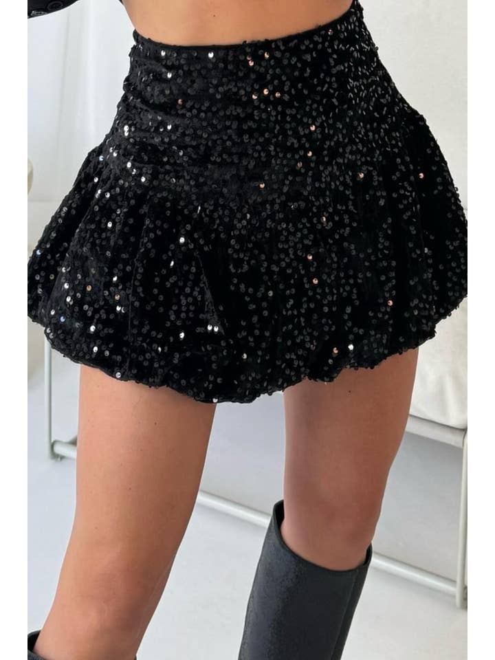 LORIANE - Venta al por mayor Falda - Mujer - Falda corta de terciopelo con lentejuelas talla única 6876