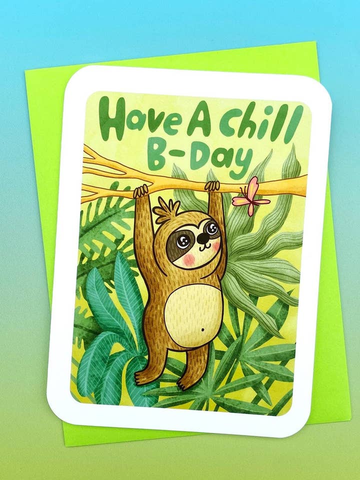 Passe un anniversaire relaxant paresseux - Carte d'anniversaire mignonne de paresseux pour meilleur(e) ami(e) pour la vente par My Zoetrope