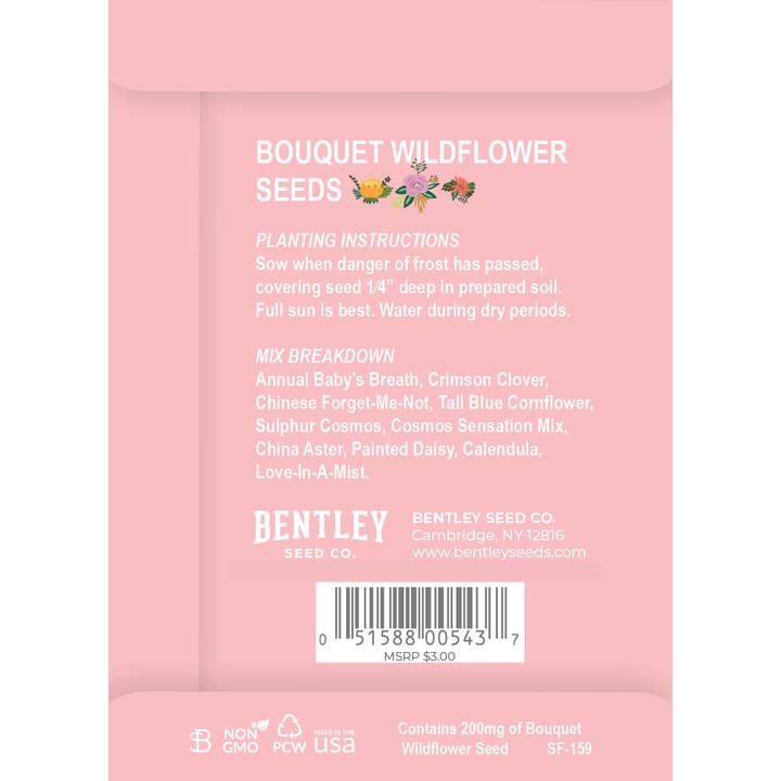 Bentley Seed Co. - Wholesale Love Card - LOVE - Bouquet Wildflower Seed Packets1
