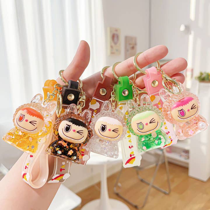 MKS America - Wholesale Keychain - Women's - Cute 3D Rabbit Keychain with Glitter and Wristlet Bag Charm20