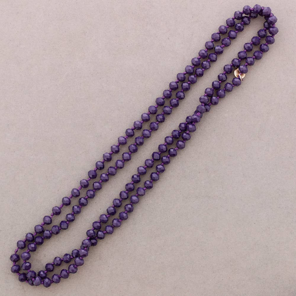 Sonata – wholesale Snap jewellery – Long Necklace with Knots and Faceted Crystal Beads 1.2M*8mm (A)2