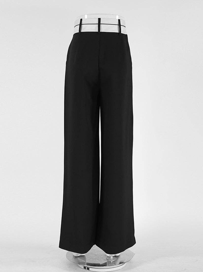 BLACK Wide-Leg High-Waist Pants for wholesale on Faire4