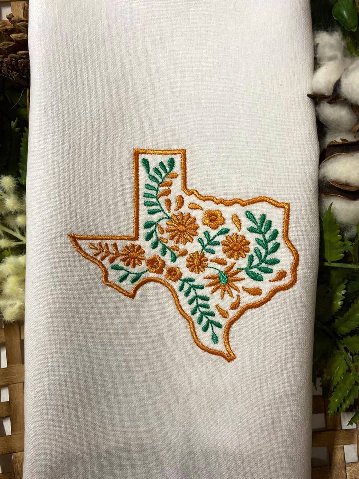Yellow Floral Texas Decorative Kitchen Towel for wholesale by Linkster Love