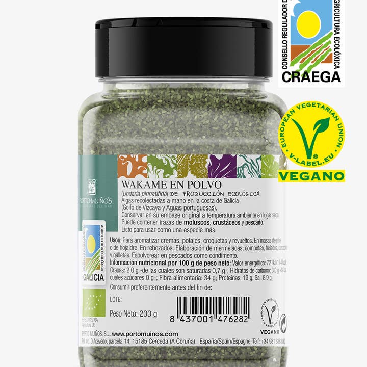 Porto-Muiños SL - Wholesale Dried Spice - PET Wakame seaweed powder ECO 200