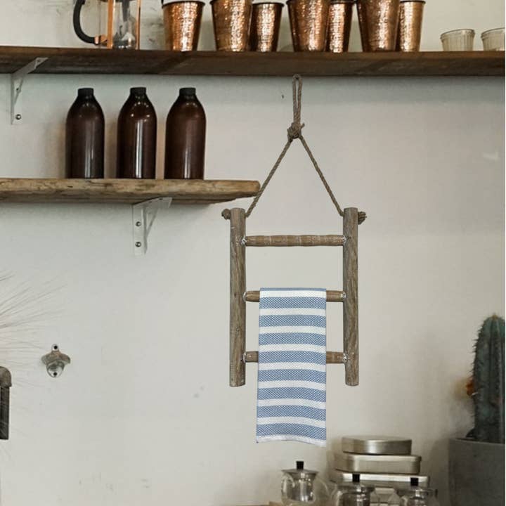 Wilco Home – wholesale Tea towel – Tea Towel 3-Rung Wall Ladder with Rope Hanger