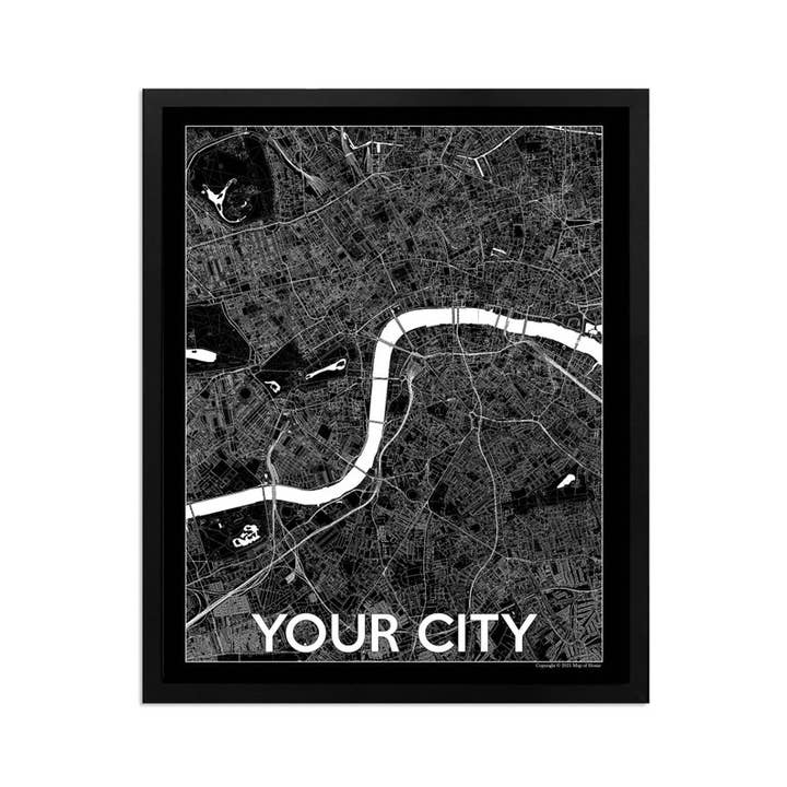 Modern Map Art of Your City (Black and White)! for wholesale by Map of Home