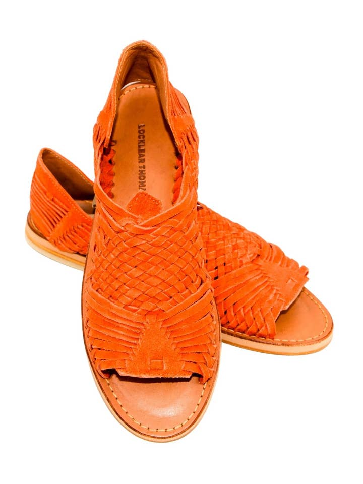 Hand Crafted Micho Sandal In Orange Suede for wholesale by Locklear Thomas