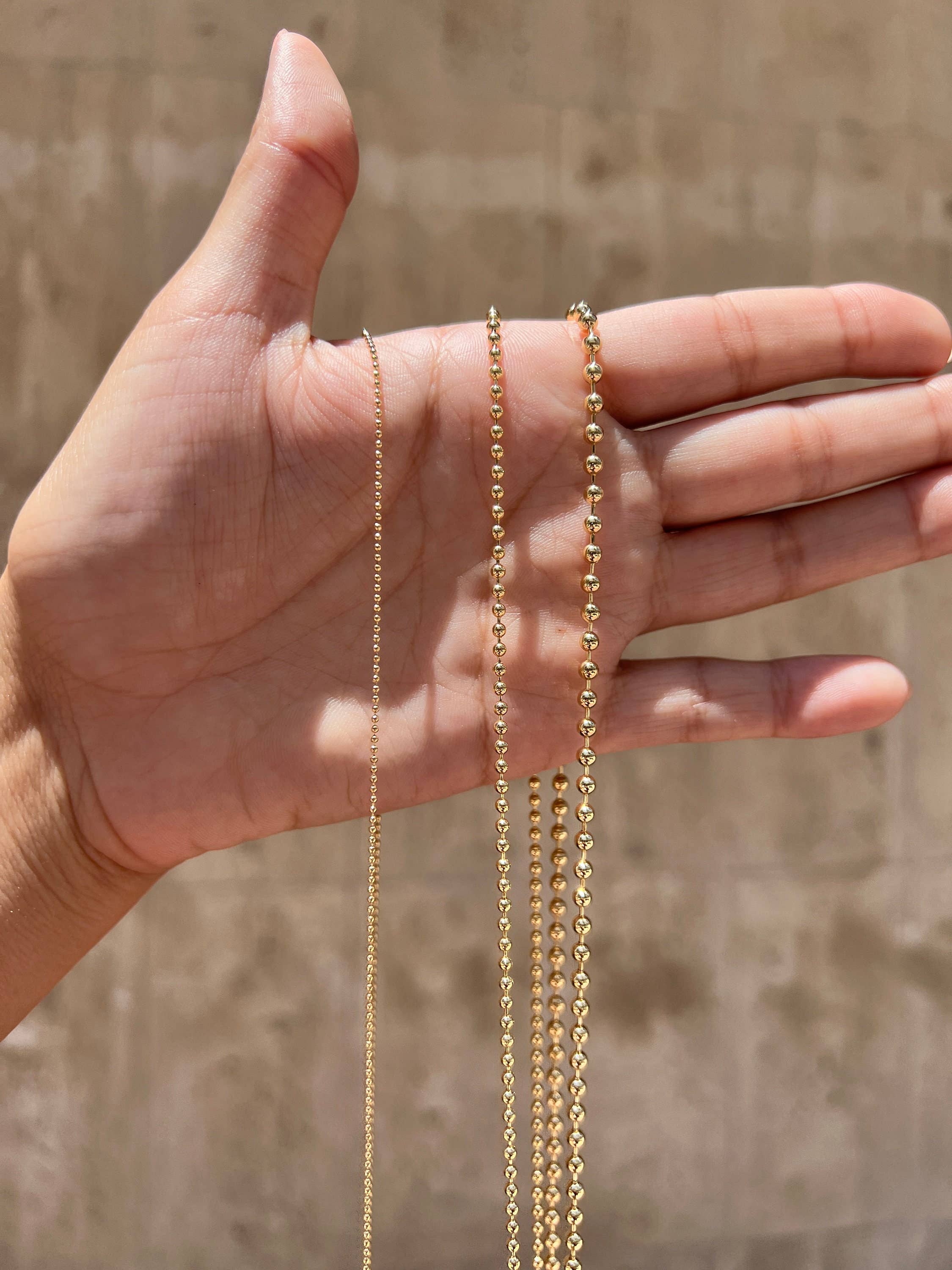 The Bead Bazaar - Wholesale Link & Chain Necklace - Wholesale Gold Filled 2.5mm Ball Chains, 18KT Gold Filled Miltary Ball Chain, Gold Filled Chain, Bulk Wholesale Chain, Gold Filled Wholesale2