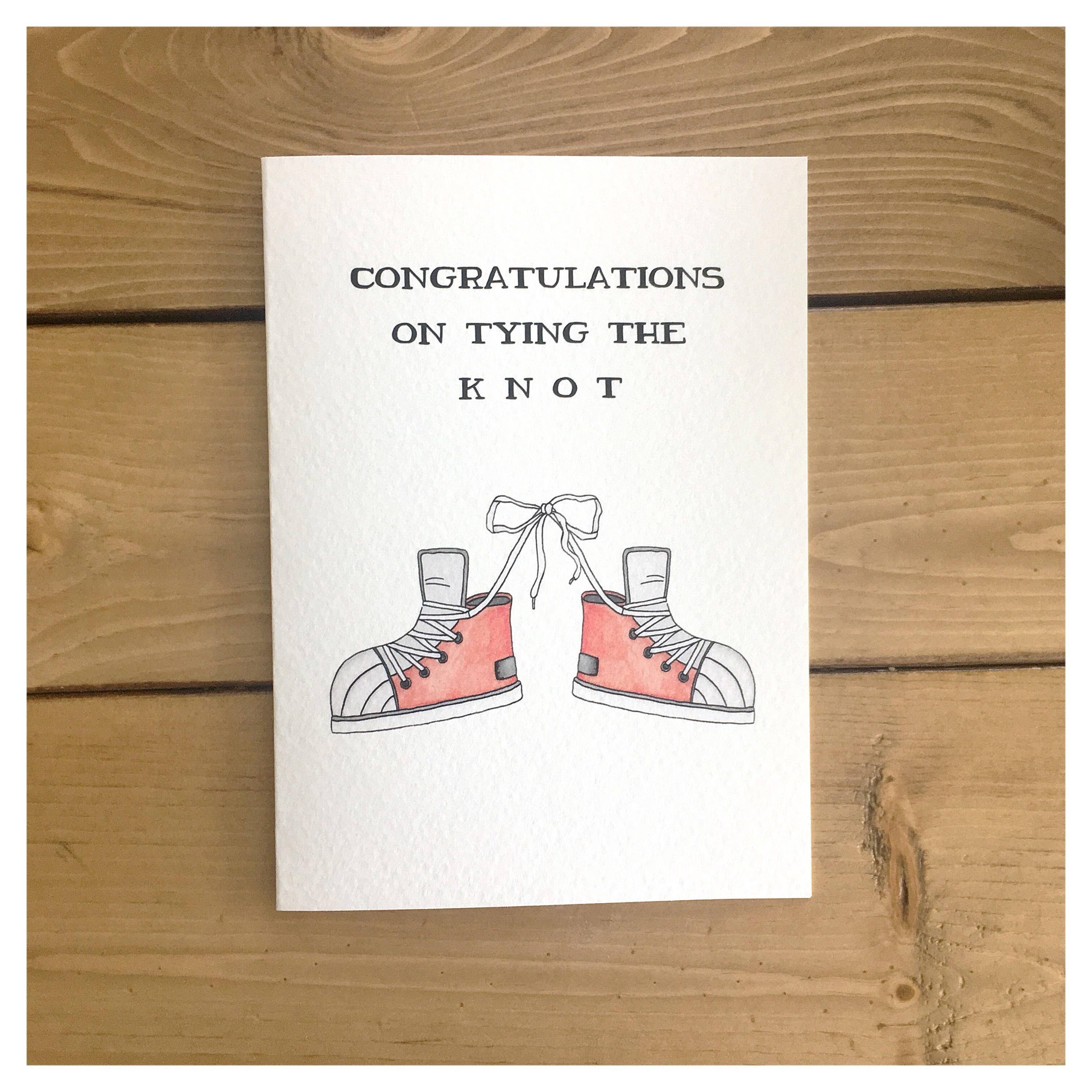 kenziecards - Wholesale Wedding Card - Wedding – “Tying the Knot” Pair of Sneakers Greeting Card 1
