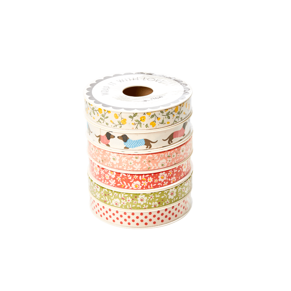 RicebyRice - Wholesale Ribbon - Gift Wrapping - Cotton Ribbon | Green Flower print2