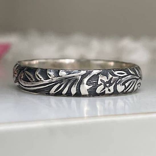 Cora Vintage Band Ring Sterling Silver for wholesale by Isabelle Grace Jewelry