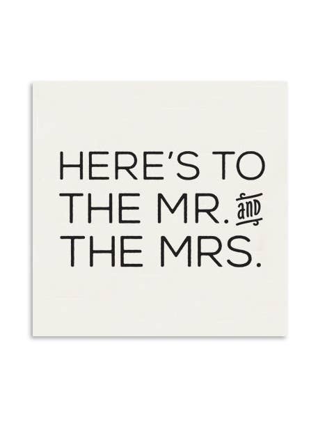 Mini-Grußkarte „Here's To The Mr. and The Mrs.“ für den Großhandel von Tiramisu Paperie