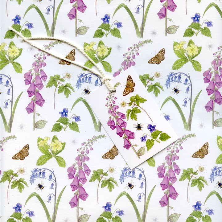 Woodland Wild Flower Gift Wrap for wholesale by Rie Designed