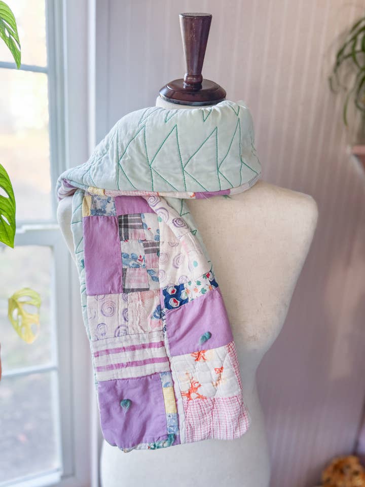 Handmade Shabby Chic Patchwork Scarf, Upcycled Vintage for wholesale by Jo Noelle