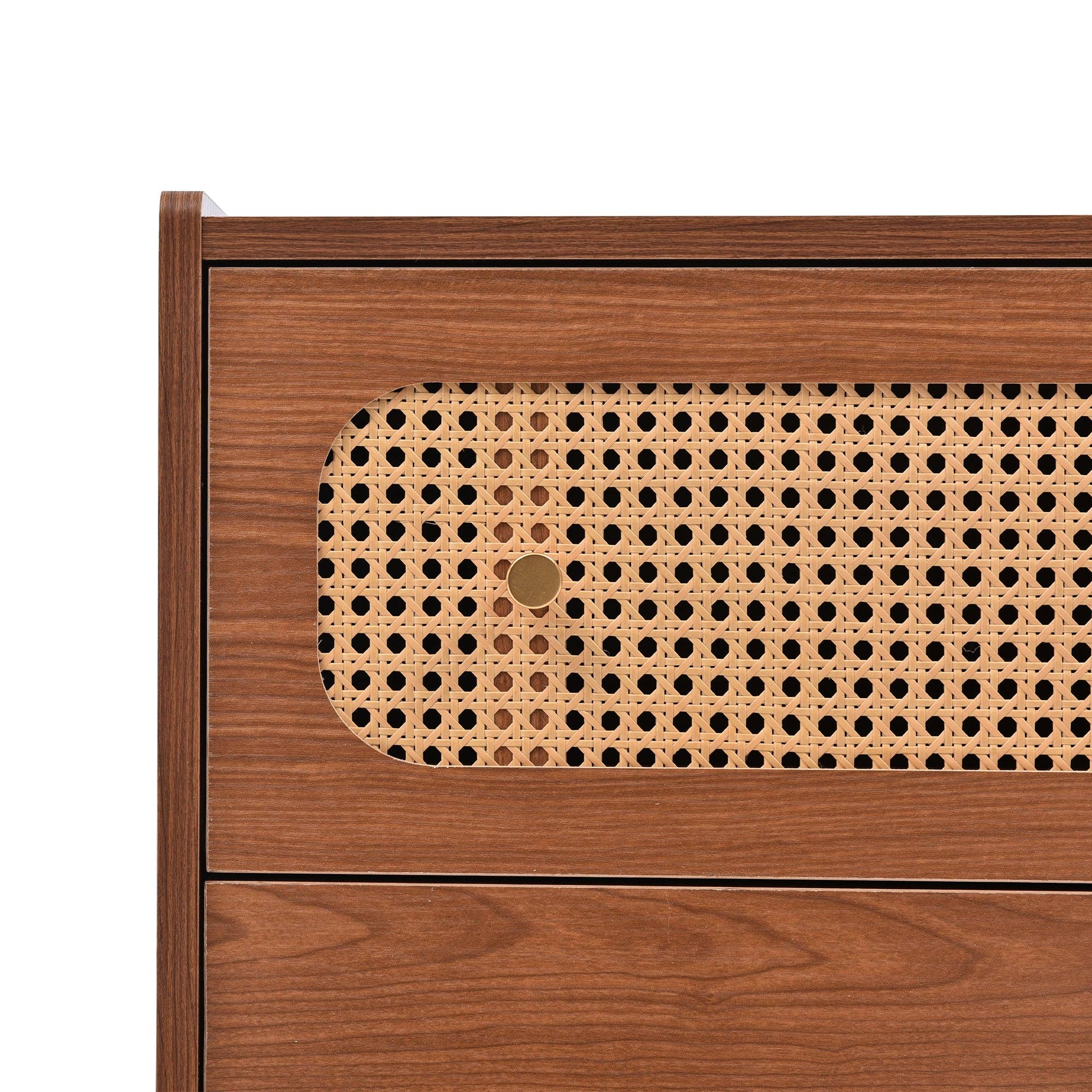 Urban Meuble - Wholesale Cabinet - Vintage sideboard with 6 rattan drawers, golden handles and legs, 120*90*40cm DELMO24