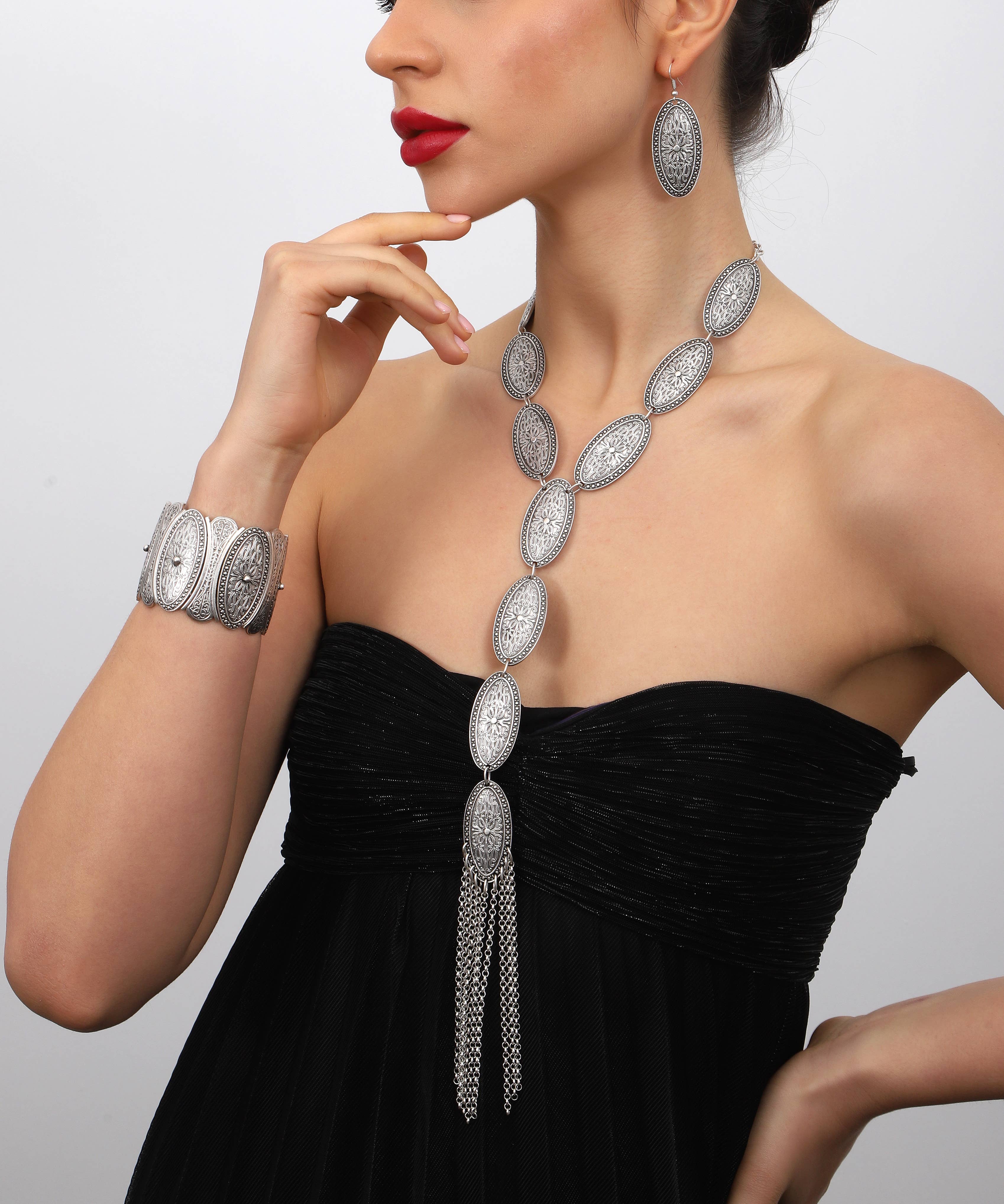 AVENS - Wholesale Y-Neck/Lariat Necklace - Silver Plated Bohemian Design Necklace6