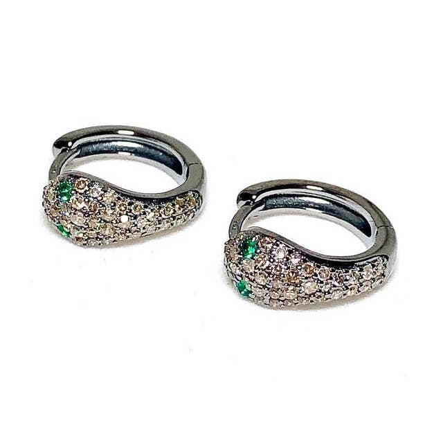 Pave Diamond Snake Huggies for wholesale by Pamela Bloom Jewelry