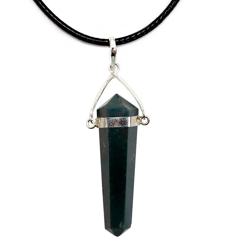 Ethike.eu - Wholesale Individual Charm/Pendant - Pointed pendant with cord - Bloodstone2