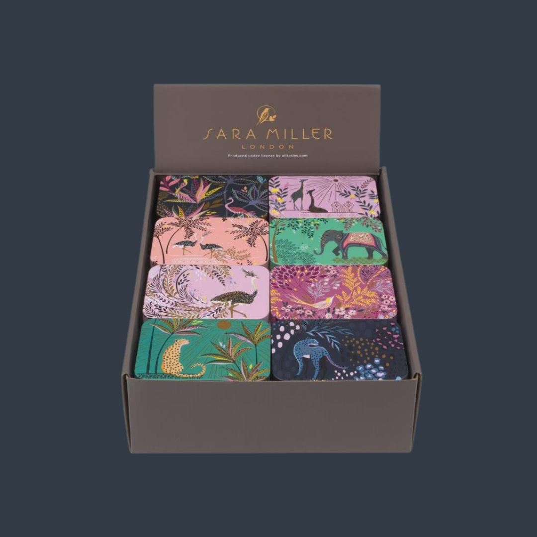 Tin Treats – wholesale Decorative box – Sara Miller - Slip Lid Pocket Tins 8 asst + Mint Imperials1