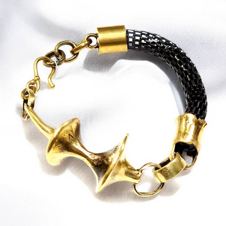 Item # BRN-2016 - Brass Two Tone Bracelet for wholesale by The Ancient Bazaar Jewelry & Accessories