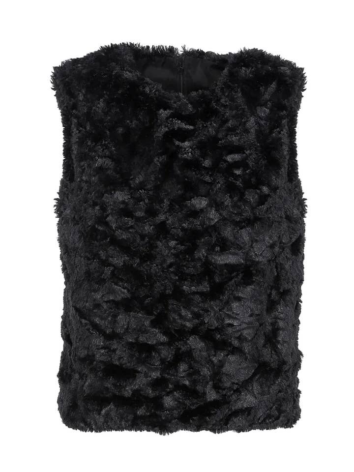 Débardeur en fausse fourrure noir, Archive pour la vente par Kaneles