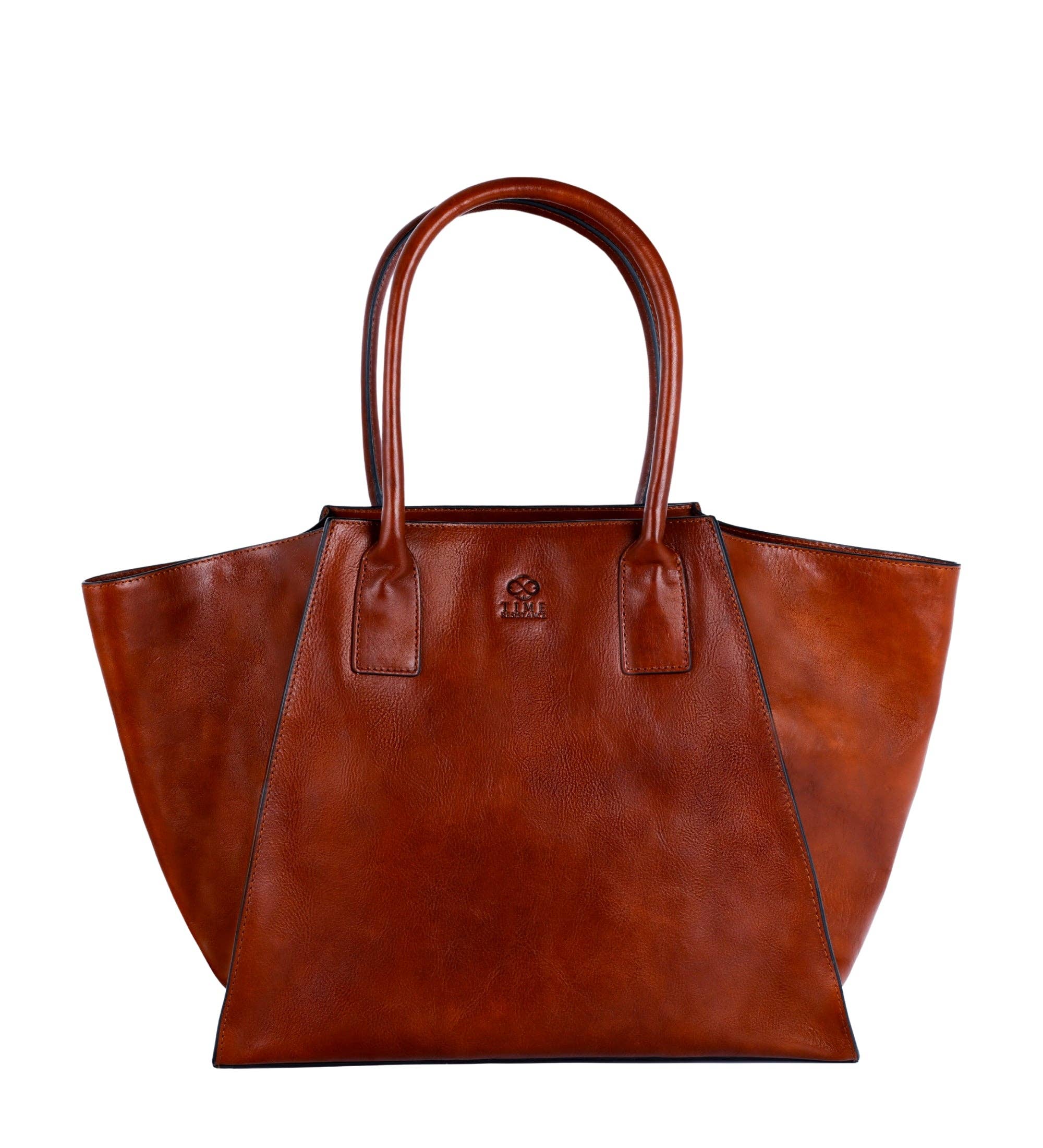 Cognac Brown Matte Leather Handbag Tote Bag for Women - The Woman In White for wholesale on Faire0