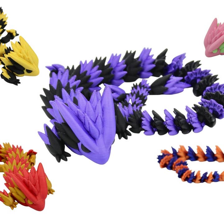 Acworth Alchemist - Vendita all'ingrosso Giocattolo fidget - Bambini - Giocattolo Spiky Dragon Fidget multicolore - Drago articolato stampato in 3D5