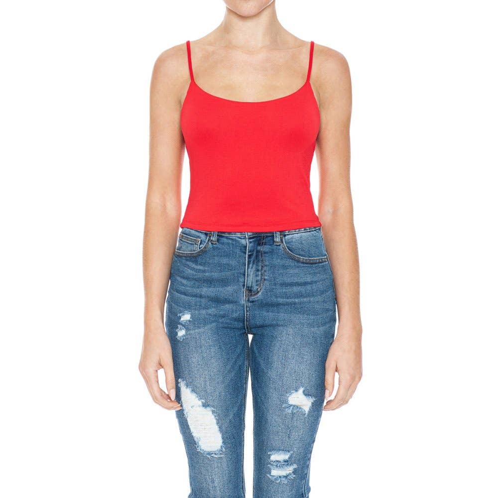 Paperdoll - Wholesale Camisole - Women's - FRONT AND BACK DOUBLE LAYERED SCOOP NECK CROP CAMI TOP0