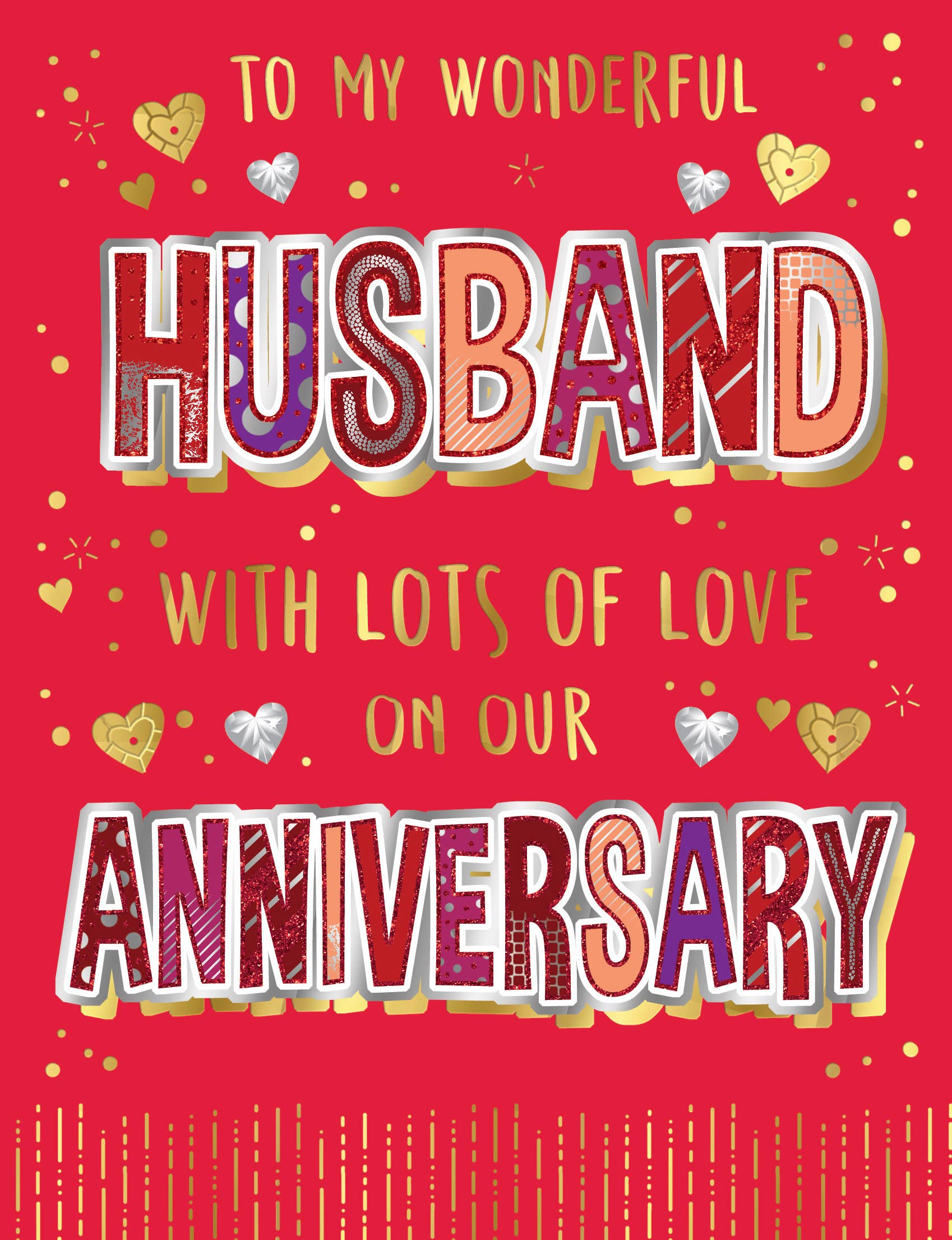 Piccadilly Greetings – wholesale Anniversary card – Anniversary Card, Anniv Husband, Hearts On Red0