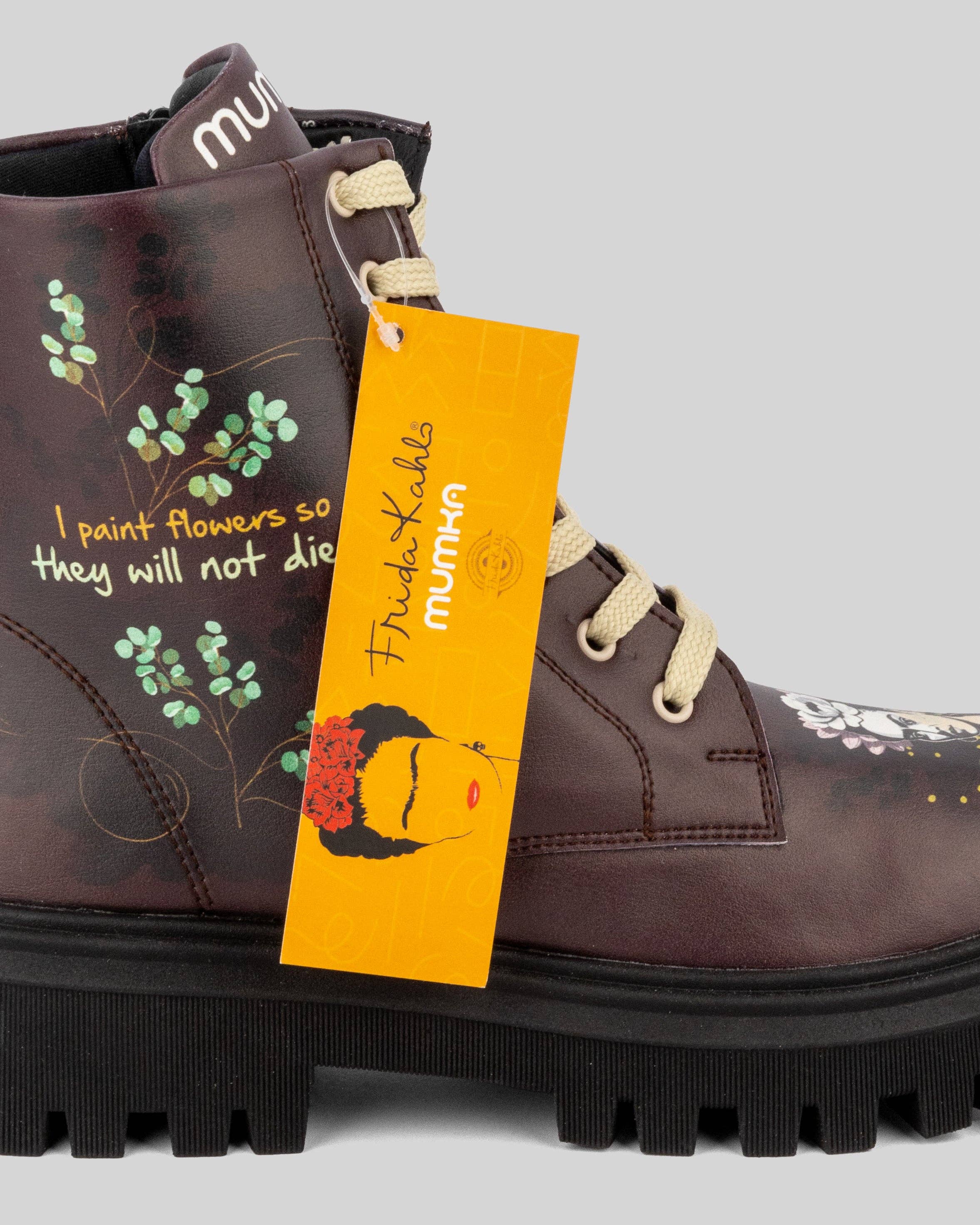 Mumka - Wholesale Combat/Military Boots - Women's - Frida Kahlo Garnet Boots8