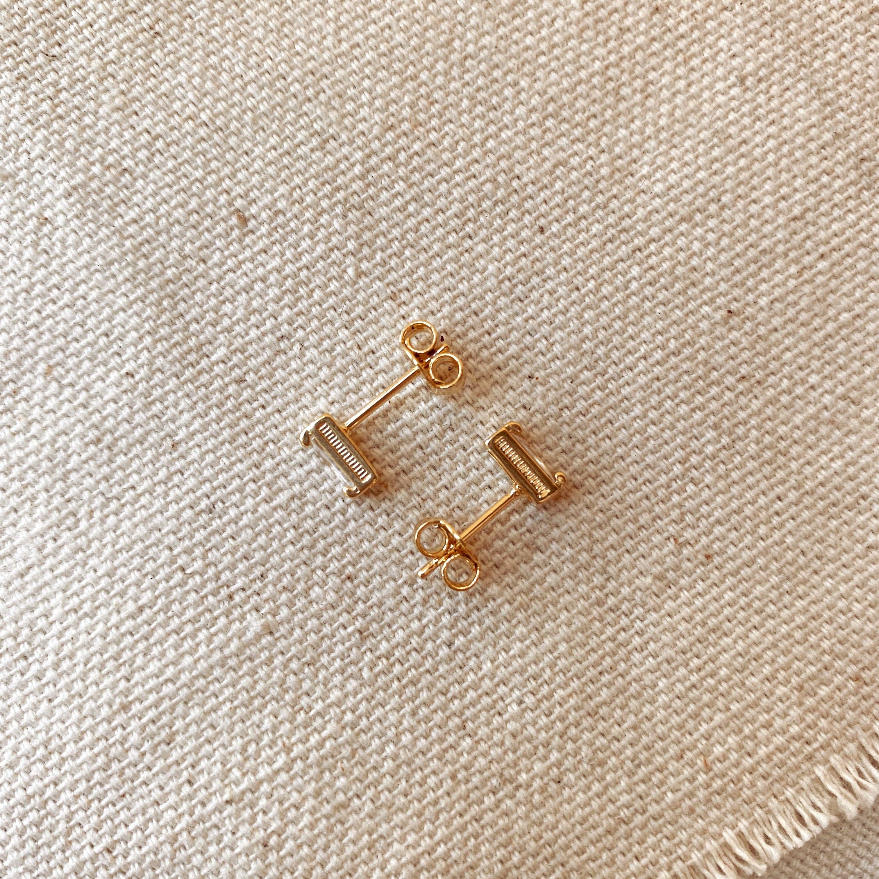 GoldFi - Wholesale Stud/Post Earrings - Cubic Zirconia Baguette Stud Earrings In Gold Filled3