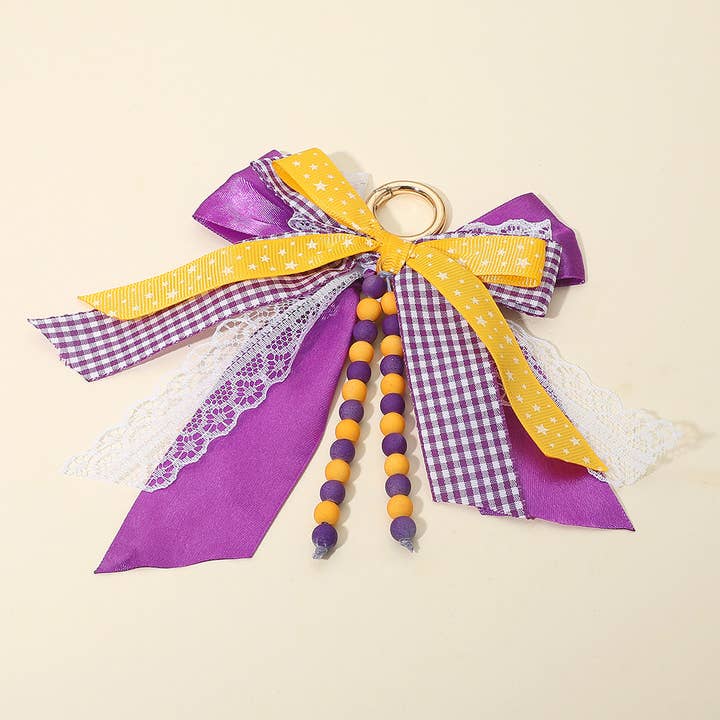 Sensibling Corp. - Wholesale Keychain - Women's - Game Day Theme Triple Layered Bow Bag Charm / Keychain6