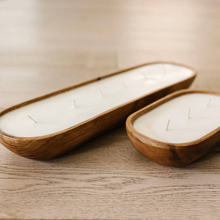 Wood Bowl Candle Supply - Wholesale Candle Holder - Bulk Pricing |15 Oval 9x6 Candle Ready Acacia Wood Bowls