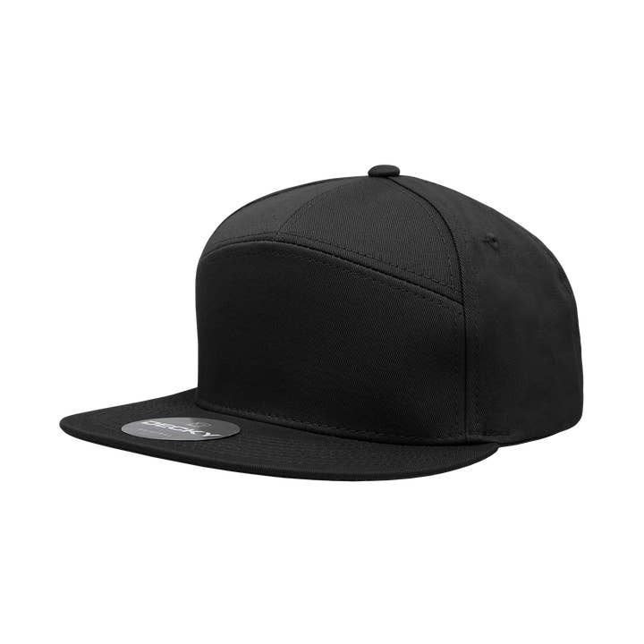 The Park Wholesale - Wholesale Flat Brim Cap - Unisex - Decky 1098 Blank 7 Panel Flat Bill Snapback Hats