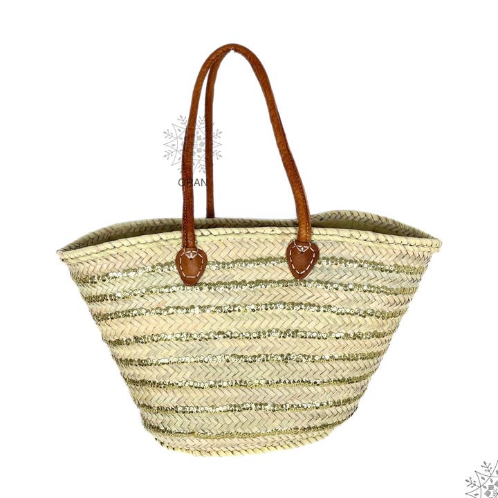 Franska marknadskorgen, paljettkorgväska, strandväska för wholesale av Gran Wholesale