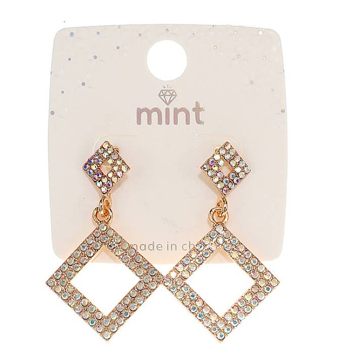 Rhinestone Square Earring for wholesale by Atlas Fashion