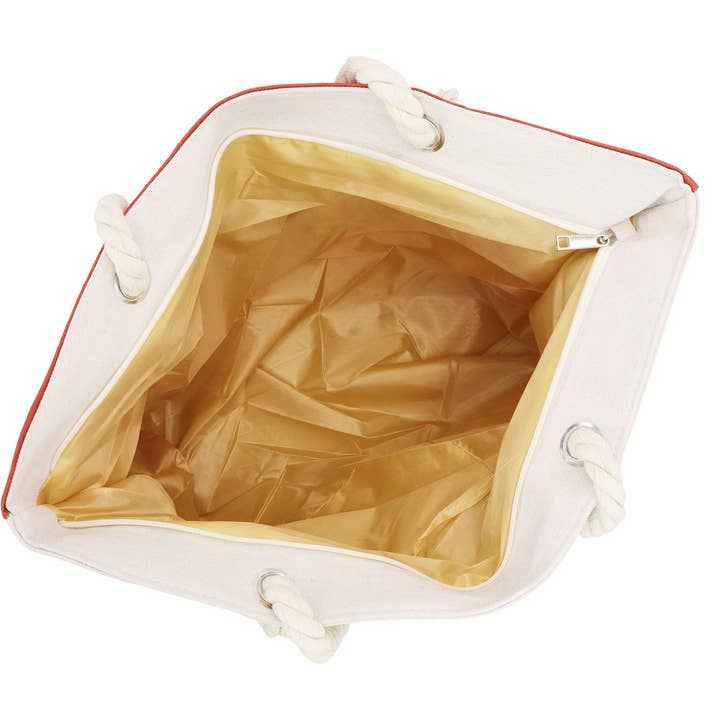 DARK RED Guadalupe Virgen Mary Zippered Canvas Tote Bag for wholesale on Faire6